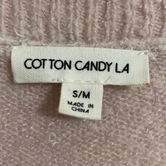 Cotton Candy LA Lightweight  Loose Fit Light Blush Pink Sweater Cut Out Size S/ - Picture 3 of 5